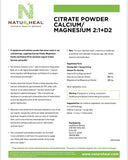 Citrate Powder Calcium/Magnesium 2:1+D2 (30) vegetarian servings 5.78 oz